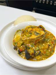 Sea Food Okro soup, swallow with Titus Fish